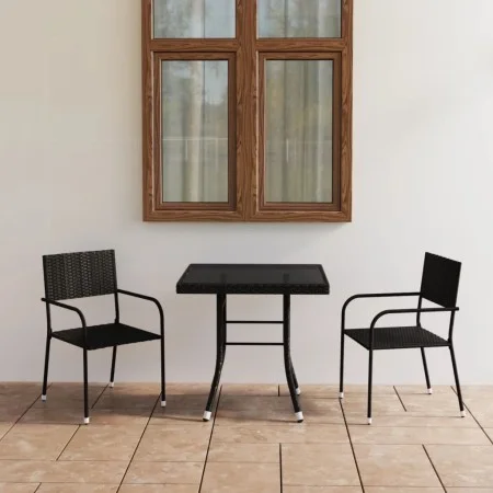 3-Piece Black Synthetic Rattan Garden Dining Set by vidaXL, Garden sets - Ref: Foro24-3059440, Price: 128,02 €, Discount: %