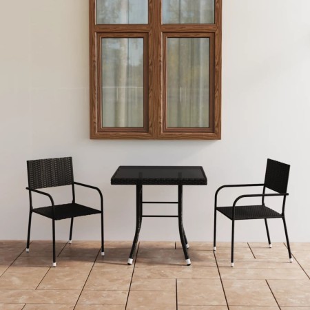 Juego de comedor para jardín 3 piezas ratán sintético negro de vidaXL, Conjuntos de jardín - Ref: Foro24-3059440, Precio: 130...