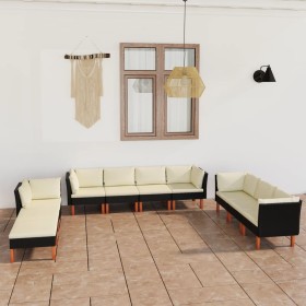 Gartenmöbel-Set 10 Stück schwarze synthetische Rattankissen von vidaXL, Gartensets - Ref: Foro24-3059745, Preis: 723,43 €, Ra...