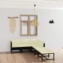 Set de muebles de jardín 6 pzas y cojines ratán sintético negro de vidaXL, Conjuntos de jardín - Ref: Foro24-3059784, Precio:...