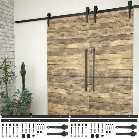 Schiebetürbeschlagsatz aus schwarzem Stahl 2 Stück 200 cm von vidaXL, Türrahmen - Ref: Foro24-3059839, Preis: 92,59 €, Rabatt: %