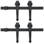 Kit de herrajes de puertas correderas acero negro 2 uds 200 cm