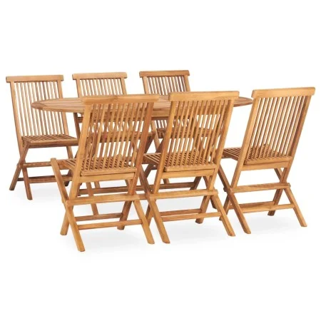 Folding 7-piece solid teak wood garden dining set by vidaXL, Garden sets - Ref: Foro24-3059968, Price: 493,89 €, Discount: %