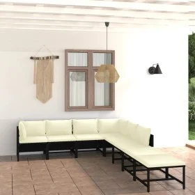 Set de muebles de jardín 8 pzas y cojines ratán sintético negro by vidaXL, Garden sets - Ref: Foro24-3059793, Price: 440,80 €...