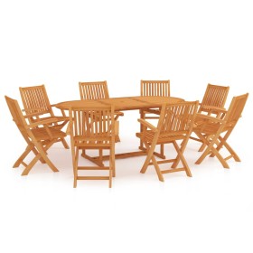 Conjunto de comedor de jardín 9 piezas madera maciza de teca