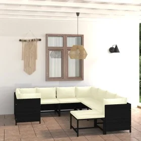 9-teiliges Gartenmöbel-Set und schwarze synthetische Rattankissen von vidaXL, Gartensets - Ref: Foro24-3059792, Preis: 494,08...