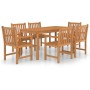 7-piece solid teak wood garden dining set by vidaXL, Garden sets - Ref: Foro24-3059940, Price: 1,00 €, Discount: %