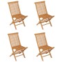 Conjunto de comedor de jardín 5 piezas madera maciza de teca