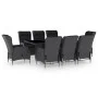 Garden dining set 9 pieces with dark gray synthetic rattan cushions by vidaXL, Garden sets - Ref: Foro24-3060138, Price: 2,00...