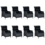 Set comedor jardín 9 pzas cojines ratán sintético gris oscuro de vidaXL, Conjuntos de jardín - Ref: Foro24-3060138, Precio: 2...