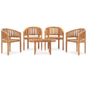 5-teiliges Gartenmöbel-Set aus massivem Teakholz von vidaXL, Gartensets - Ref: Foro24-3059963, Preis: 766,34 €, Rabatt: %