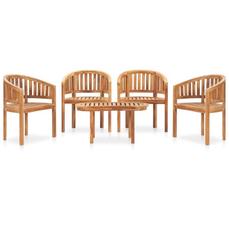 5-teiliges Gartenmöbel-Set aus massivem Teakholz von vidaXL, Gartensets - Ref: Foro24-3059963, Preis: 766,34 €, Rabatt: %