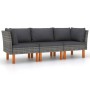 3-seater garden sofa with gray synthetic rattan cushions by vidaXL, Garden sets - Ref: Foro24-3059707, Price: 243,49 €, Disco...