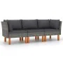 3-seater garden sofa with gray synthetic rattan cushions by vidaXL, Garden sets - Ref: Foro24-3059707, Price: 236,68 €, Disco...