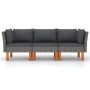 3-Sitzer-Gartensofa mit grauen synthetischen Rattankissen von vidaXL, Gartensets - Ref: Foro24-3059707, Preis: 243,49 €, Raba...
