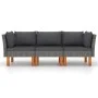 3-Sitzer-Gartensofa mit grauen synthetischen Rattankissen von vidaXL, Gartensets - Ref: Foro24-3059707, Preis: 236,65 €, Raba...