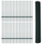 Reja con postes Verde 1 x 100 m Acero
