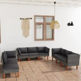 9-piece garden furniture set and gray synthetic rattan cushions by vidaXL, Garden sets - Ref: Foro24-3059726, Price: 714,46 €...