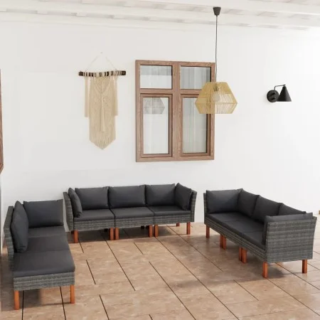 9-piece garden furniture set and gray synthetic rattan cushions by vidaXL, Garden sets - Ref: Foro24-3059726, Price: 714,61 €...
