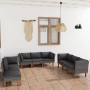 9-teiliges Gartenmöbel-Set und graue synthetische Rattankissen von vidaXL, Gartensets - Ref: Foro24-3059726, Preis: 723,75 €,...