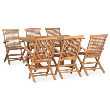 Folding garden dining set 7 pieces solid teak wood by vidaXL, Garden sets - Ref: Foro24-3059973, Price: 610,34 €, Discount: %