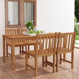 5-piece solid teak wood garden dining set by vidaXL, Garden sets - Ref: Foro24-3059937, Price: 703,98 €, Discount: %