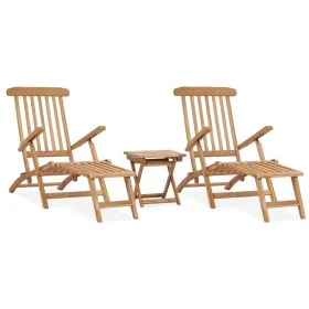 Garden loungers with footrest and solid teak wood table by vidaXL, Loungers - Ref: Foro24-3059959, Price: 420,46 €, Discount: %