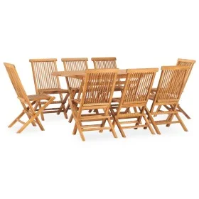 Folding garden dining set 9 pieces solid teak wood by vidaXL, Garden sets - Ref: Foro24-3059969, Price: 567,32 €, Discount: %