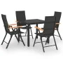 Juego de comedor para jardín 5 piezas negro y marrón de vidaXL, Conjuntos de jardín - Ref: Foro24-3060083, Precio: 403,26 €, ...