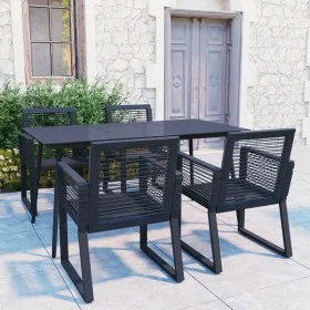 Juego de comedor para jardín 5 piezas ratán PVC negro by vidaXL, Garden sets - Ref: Foro24-3060215, Price: 456,90 €, Discount: %
