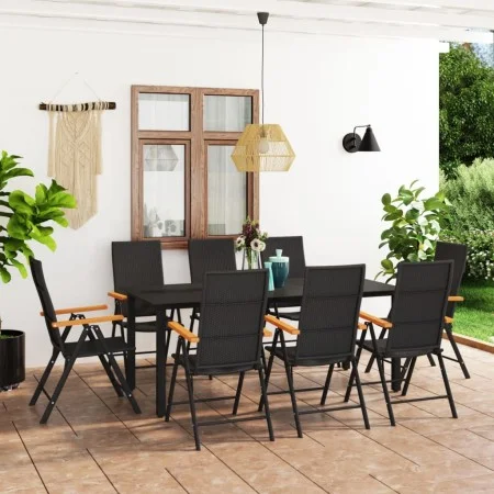 9-piece black and brown garden dining set by vidaXL, Garden sets - Ref: Foro24-3060075, Price: 712,19 €, Discount: %
