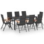 Juego de comedor para jardín 9 piezas negro y marrón de vidaXL, Conjuntos de jardín - Ref: Foro24-3060075, Precio: 712,19 €, ...