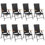 Juego de comedor para jardín 9 piezas negro y marrón de vidaXL, Conjuntos de jardín - Ref: Foro24-3060075, Precio: 712,19 €, ...
