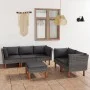 6-teiliges Gartenmöbel-Set und graue synthetische Rattankissen von vidaXL, Gartensets - Ref: Foro24-3059716, Preis: 467,54 €,...