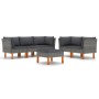 6-teiliges Gartenmöbel-Set und graue synthetische Rattankissen von vidaXL, Gartensets - Ref: Foro24-3059716, Preis: 474,74 €,...
