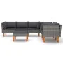 6-teiliges Gartenmöbel-Set und graue synthetische Rattankissen von vidaXL, Gartensets - Ref: Foro24-3059716, Preis: 467,54 €,...