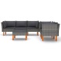 6-teiliges Gartenmöbel-Set und graue synthetische Rattankissen von vidaXL, Gartensets - Ref: Foro24-3059716, Preis: 474,74 €,...
