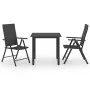 3-teiliges Garten-Esszimmerset schwarz von vidaXL, Gartensets - Ref: Foro24-3060046, Preis: 280,20 €, Rabatt: %