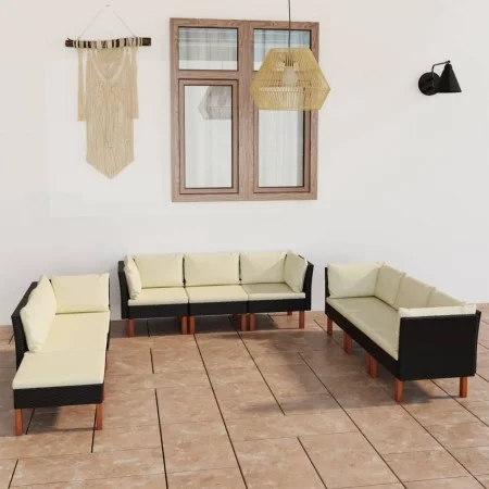 Garden furniture set 9 pieces and black synthetic rattan cushions by vidaXL, Garden sets - Ref: Foro24-3059748, Price: 686,90...