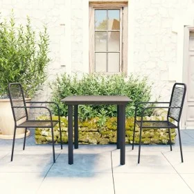 Set de comedor de jardín de 3 piezas vidrio y acero negro de vidaXL, Conjuntos de jardín - Ref: Foro24-3060207, Precio: 211,6...