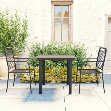 Set de comedor de jardín de 3 piezas vidrio y acero negro de vidaXL, Conjuntos de jardín - Ref: Foro24-3060207, Precio: 214,4...