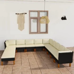 12-teiliges Gartenmöbel-Set und schwarze synthetische Rattankissen von vidaXL, Gartensets - Ref: Foro24-3059746, Preis: 799,2...