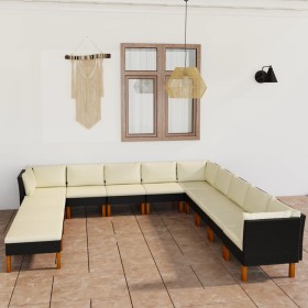 12-teiliges Gartenmöbel-Set und schwarze synthetische Rattankissen von vidaXL, Gartensets - Ref: Foro24-3059746, Preis: 809,6...