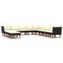Set de muebles de jardín 12 pzas y cojines ratán sintético negro de vidaXL, Conjuntos de jardín - Ref: Foro24-3059746, Precio...