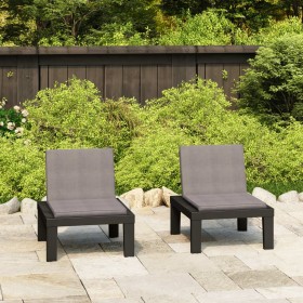 Garden armchairs with cushions, 2 units, gray plastic by vidaXL, Garden chairs - Ref: Foro24-3059824, Price: 132,66 €, Discou...