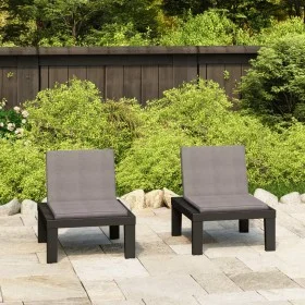 Sillones de jardín con cojines 2 unidades plástico gris de vidaXL, Sillas de jardín - Ref: Foro24-3059824, Precio: 144,34 €, ...