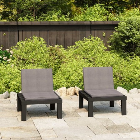 Gartensessel mit Kissen 2 Einheiten grauer Kunststoff von vidaXL, Gartenstühle - Ref: Foro24-3059824, Preis: 132,66 €, Rabatt: %