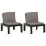 Sillones de jardín con cojines 2 unidades plástico gris