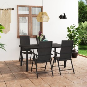 Juego de comedor para jardín 5 piezas negro de vidaXL, Conjuntos de jardín - Ref: Foro24-3060048, Precio: 405,86 €, Descuento: %