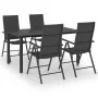 Juego de comedor para jardín 5 piezas negro de vidaXL, Conjuntos de jardín - Ref: Foro24-3060048, Precio: 400,45 €, Descuento: %